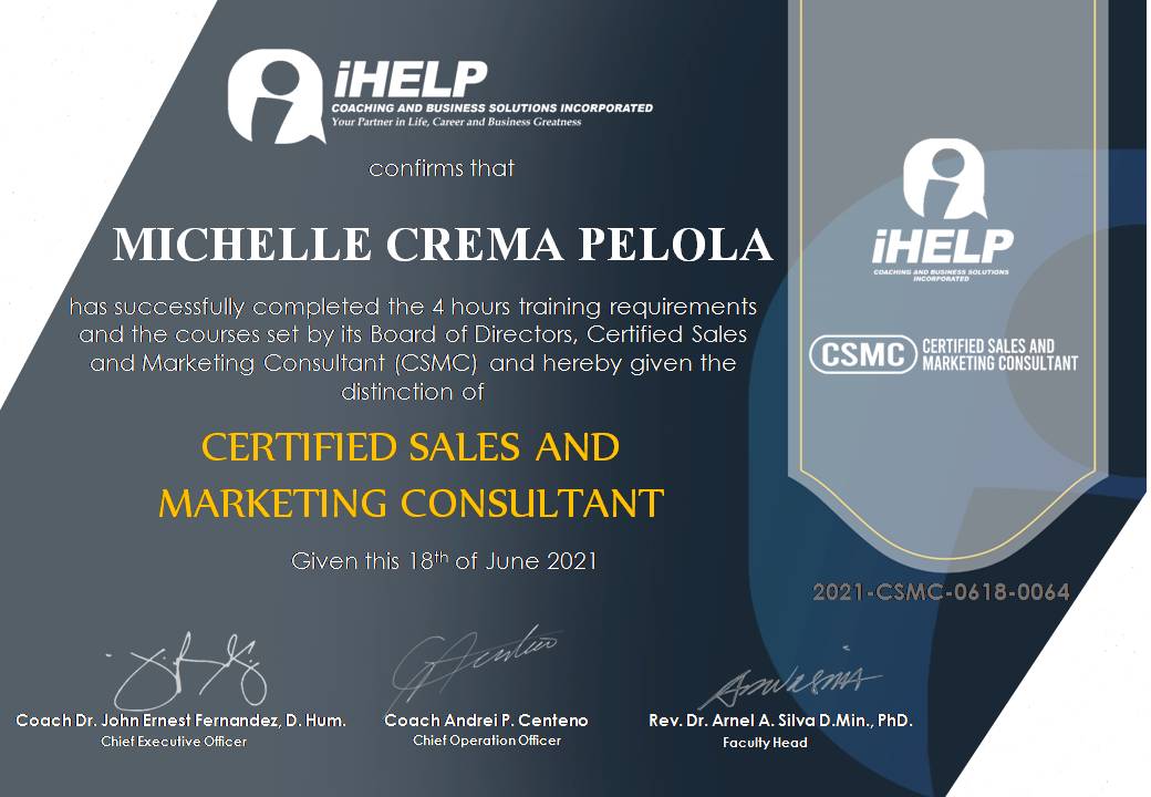 IHELP-CERTICATION-2021 CSMC MICHELLE PELOLA